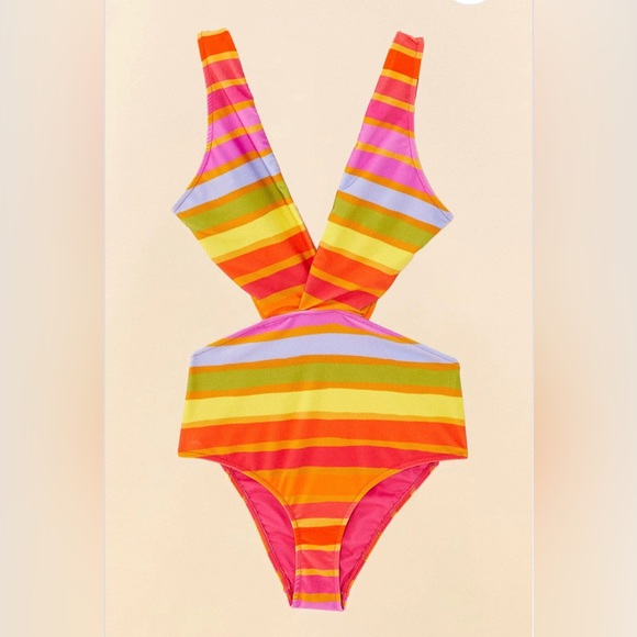 Farm Rio Shiny Stripes One Piece Swimsuit - Picture 8 of 9